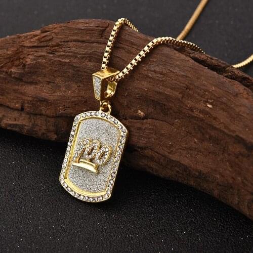 Trendy personality diamond-plated dog brand gold-plated stainless steel dog tags