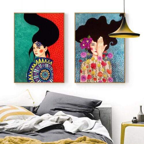 Wall Art Picture Figure Prints Cartoon for Girls Bedroom Nordic Style Painting Canvas Girl Romantic Home Office Decoration
