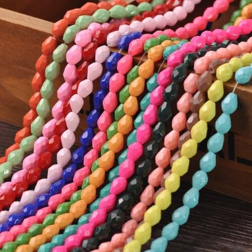 Coated Color Teardrop Pear Shape Faceted Glass 6mm 8mm 10mm Loose Beads Wholesale for Jewelry Making DIY Crafts