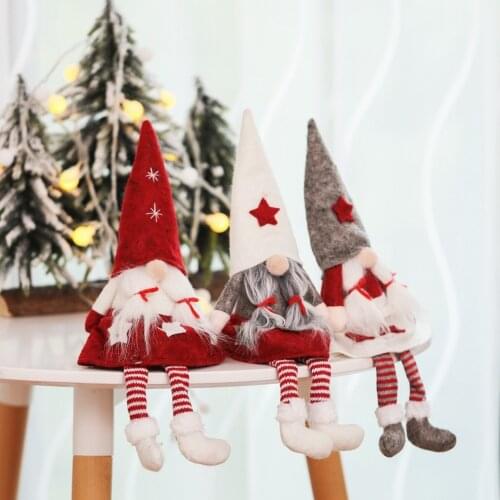 Christmas Striped Cap Faceless Gnome Santa Doll Pendant Nordic Gnome Land God Doll Christmas Tree Hanging Ornaments Doll Decor