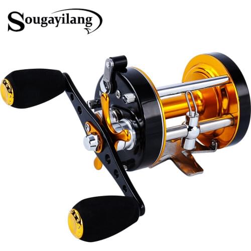 Sougayilang Trolling Fishing Reel 6+1BB Corrosion-resistant Fishing Reel With Sound Click Right Hand Bait Casting Pesca