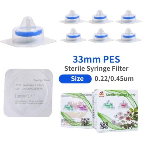 Sterilize PES Syringe Filter 33mm 0.22um 0.45um PALL Membrane Material for Laboratory Supplies