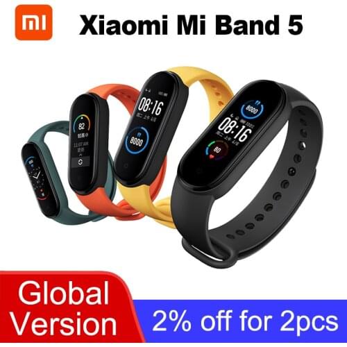 Xiaomi Mi Band 5 Smart Bracelet 4 Color 1.1'' AMOLED Screen Miband 5 Heart Rate Fitness Tracker Waterproof Smartband