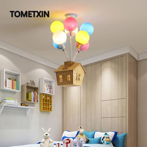 Modern Pendent Hanging Lamp Lights LED Bulbs Colorful Balloons Kids Individuality Childrens Room Decoration Light up house