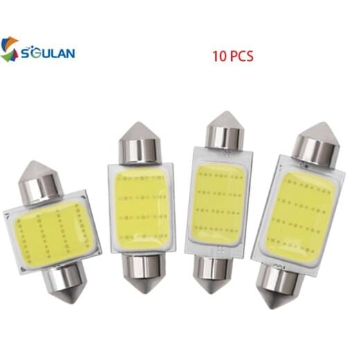 2/10pcs Super Bright COB Car Festoon Led Light 31/36/39/41mm C5w C10w Auto Dome Lamp Internal Working Bulbs White 12V Diode