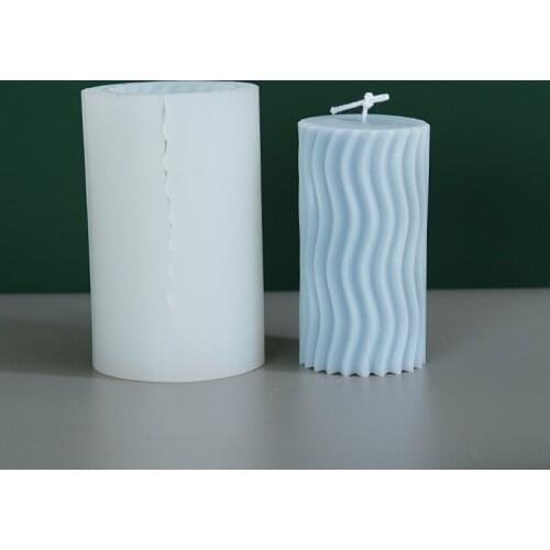 Vertical/Horizontal/Diamond Pattern Candle Silicone Mold Cylindrical 3D Aromatic Candle Soap Plaster DIY Making Resin Moulds