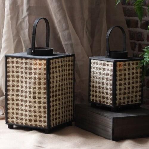 Japanese Candle Holder Hurricane Creative Retro Wooden Lantern Candle Holder Ornament Portavelas Dining Table Decor EF60ZT