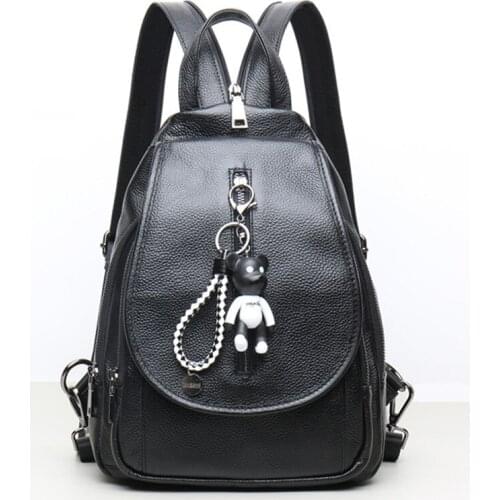Portable Soft Leather Fashion Contracted Joker Large Capacity Classic Multi-Function Luxury Personality Womens Backpack