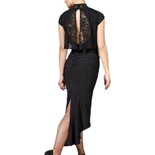 Split short sleeve Latin dance dress sexy salsa dress tango dance costumes rumba dress Latin Training Dress