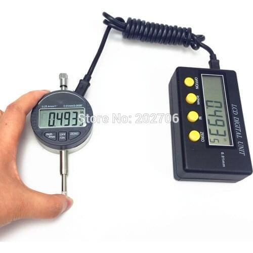 0-25.4mm Digital Dial Indicator Gauge Precision Tool With LCD Display Unit 0.01mm Digital Display Unit & Indicator