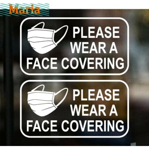 2 X Small, Please Wear Mask Stickers, Taxis, Vinyl Signs, Windows, Bus Masks, Mask Stickers on The Glass, Reminding and Warning