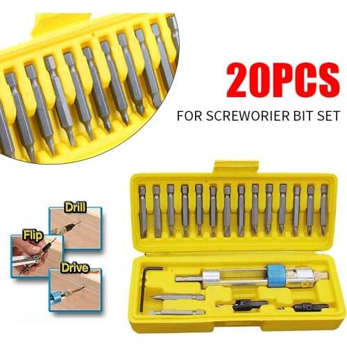 20pcs Swivel Head Drill Driver Bit Set Quick-Change HSS Countersink Drill Driver Bit Screwdriver Drilling Home Tool Set with Box