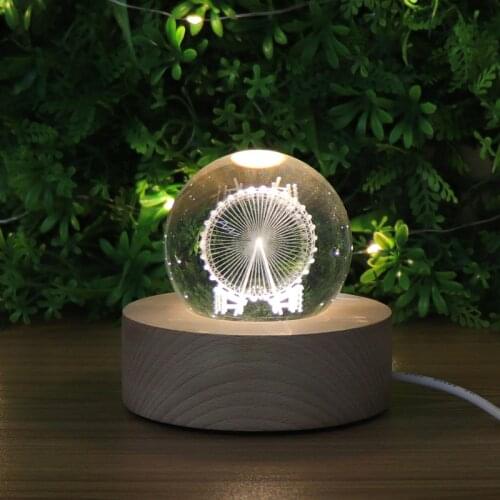 Engraving 3d Crystal Ball Night Light Ferris wheel usb Table Lamp Children Sleep Projection Lamp Bedroom Decor Creative Gifts