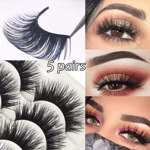 5 Pairs Handmade Messy Eyelash False Eyelashes Cross Dense Natural Eye Lashes Stage Makeup False Eyelashes Stage Makeup 4 Style