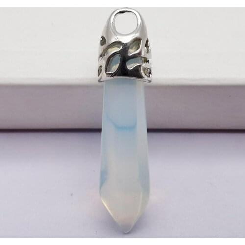 8x38MM Opal Stone GEM Pillar Pendant Jewelry For Gift S220