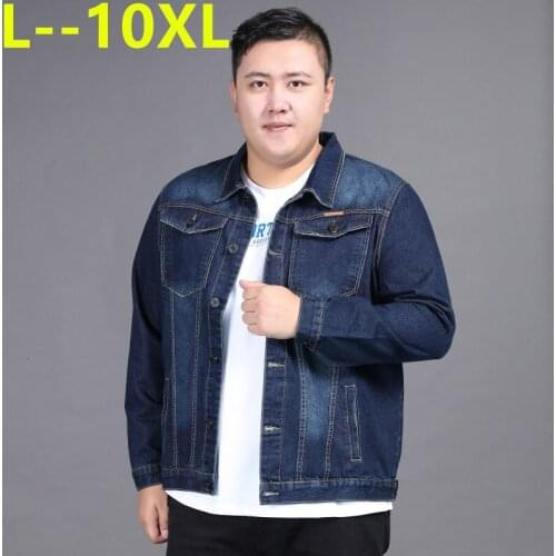 8XL 7XL Autumn Youth Jeans Jacket Men Casual Holes Turn-down Collar Korean Slim Jacket Cowboy Hip Hop Streetwear Denim Jacket