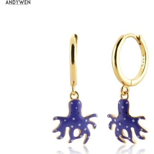 ANDYWEN 2021 925 Sterling Silver New Fruits Earring Aros Pulpo Drop Earring Clips Luxury Jewelry Loops Piercing For Women