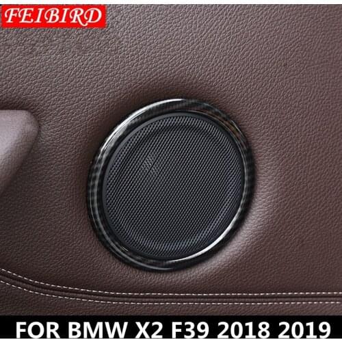 Auto Accessory For BMW X2 F39 2018 2019 ABS Door Speaker Audio Loudspeaker Sound Circles Cover Trim Matte Carbon Fiber