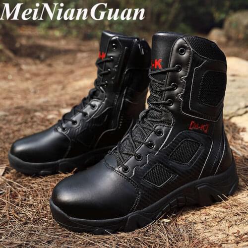 Steel Toe Mens Military Boot Combat Mens Ankle Boot Tactical Large Size 39-47 Army Boot Male Casual Shoes Work Safety Shoe SB
