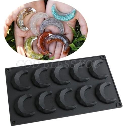 Faceted Moon Pendant Silicone Crescent Moon Mold Chocolate Wax Diamond Moon Mold Moon Pendant Resin Casting Molds Tools