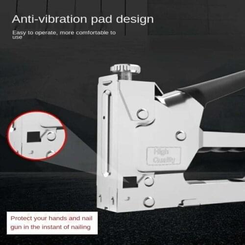 3pcs/lot Silver Manual Code Three-purpose Nail Gun for Upholstery Wood Working Rack & Roofing Tool Accessories