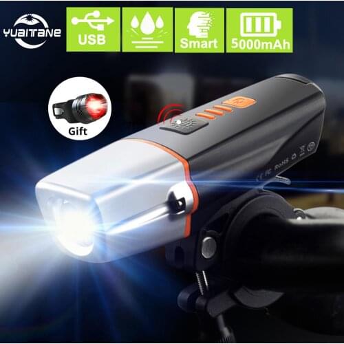 15000 Lumens Induction Bicycle Light Set USB Rechargeable Bike Front light 5000mAh Battery T6 LED Bike light portable Lantern