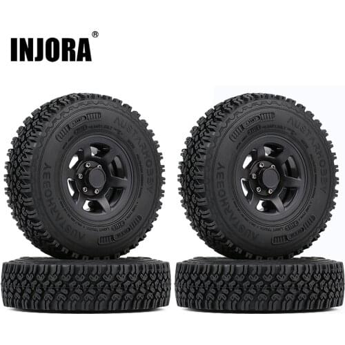 INJORA 4PCS 1.55 Beadlock Plastic Wheel Rim Tires for RC Crawler Car Axial AX90069 D90 TF2 Tamiya CC01 LC70 MST JIMNY