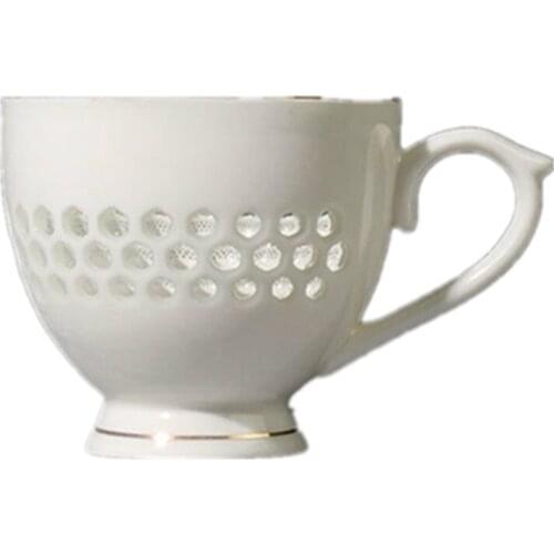 Ceramic Tea Cup With Handle 70ml Blue and White Porcelain Hollow Tea Bowls Espresso Coffee Cups Home Drinkware Maste