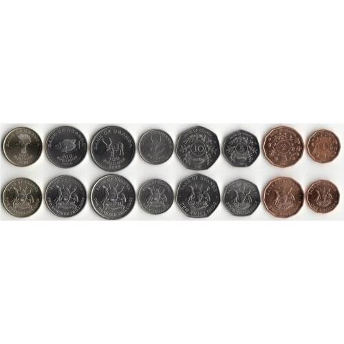 Uganda 8 Pieces Set Coins Africa New Original Coin Unc Collectible Edition Real Rare Commemorative
