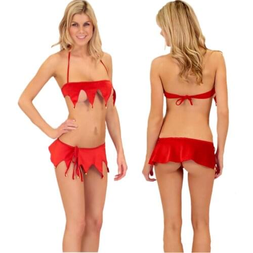 Sexy Christmas Lingerie Adult Erotic Xmas Sexy Three-point Christmas Girl Bikini Red Temptation Santa Claus Lingerie Suit