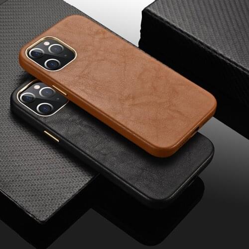 Vintage Leather Skin Full Protection Cover For iPhone 12 11 Pro Max Mini XS Max XR X 7 8 Plus Business Back Case