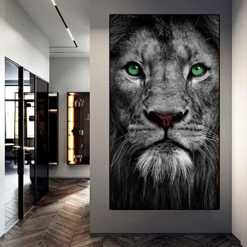 Green Eyed Lion Handsome Canvas Painting Wall Art Nordic Posters and Prints Wall Pictures for Living Room Decoration Frameless