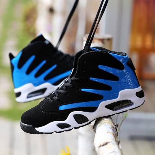 Plus Size PU Leather High Top Mens Sneakers Women Sports Shoes Men Sport Shoes Men Running Shoes Male Black Blue Gym GMB-0357