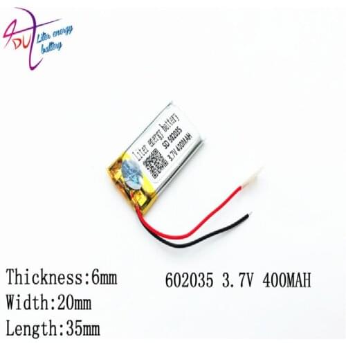 3.7V 602035 400 mah Liter energy battery lithium-ion polymer battery CE FCC ROHS certification authority