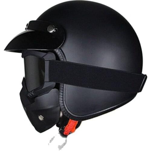 Motorcycle Helmet Vintage Half Face Helmet Retro German Chopper Cruiser Matte Black Helmets Cascos Para Dot Approvel