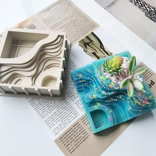 New Silicone Mold Terrace Shape Concrete Fleshy Flower Pot Candlestick Mold Ceramic Clay Handmade 3D DIY Crafts Ceramic Mold