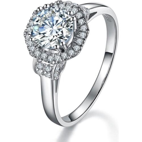 New Arrival Beautiful 1Ct Female Diamond Ring 925 Sterling Silver Engagement Ring for Her High Qualilty White Gold Color Jewelry