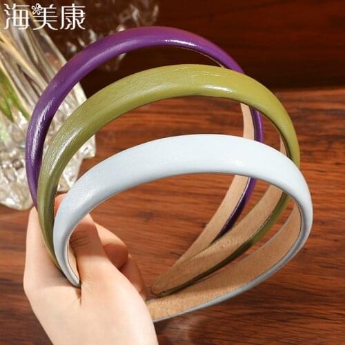Haimeikang Solid Color PU Faux Leather Headbands Women Hairband Hair Hoop Girl Fashion Simple Hair Bands Bezel Hair Accessories