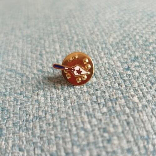 Wholesale 10pcs 12mm Brass shovel mason lodge masonic lapel pin square and compass badge