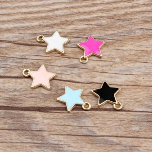 5 Colors Stars Enamel Alloy Dangle Charms Fit for Necklace Bracelet Pendant Jewellery 20Pcs/lot