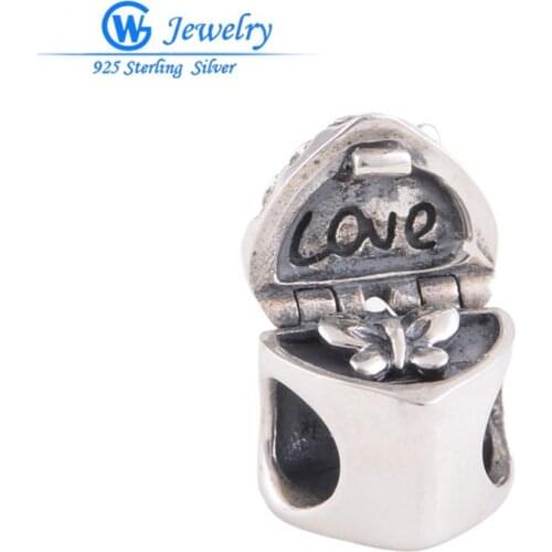 Jewelry Heart Box Charm Sterling Silver Jewelry Wedding Decoration Charm Fit Multi Layer Necklace Gold GW Jewelry X168H10