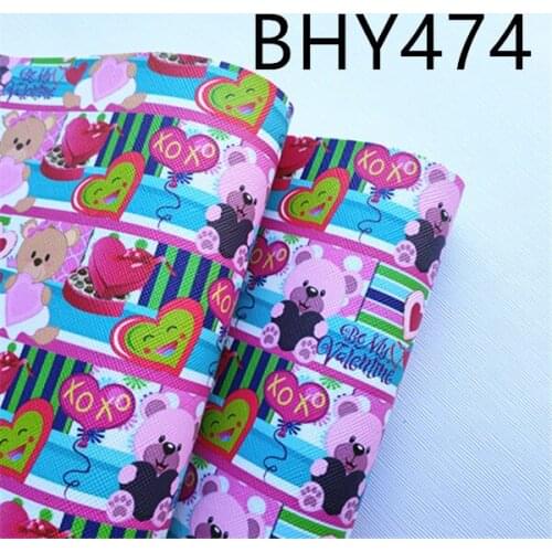 19*30cm size Valentine print synthetic leather fabric for DIY bow material BHY474