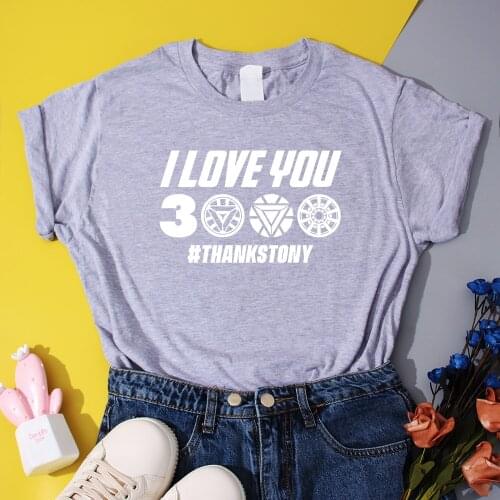 Movies Disney Marvel Superhero Print T Shirt I Love You 3000 Tony Stark T-Shirt Women Harajuku Style Streetwear Iron Man T Shirt