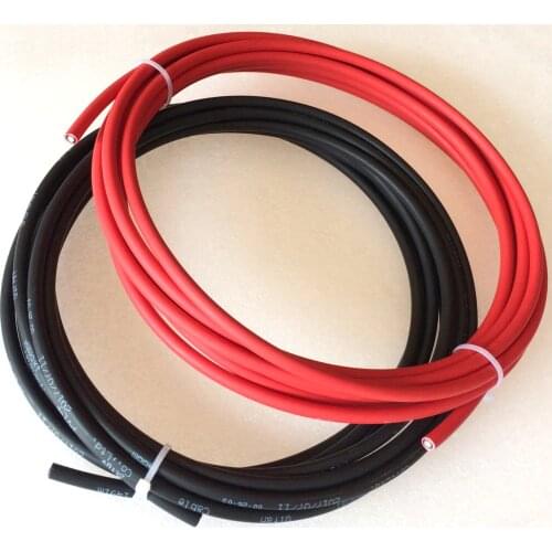 Solar system PV Cable used for solar cells panel connection 2.5m Red + 2.5m Black Solar Cable 4mm2 6mm2 10mm2