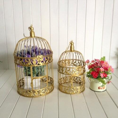 Modern Iron Metal Bird Cage Small Medium Set Bird Cage Decorative Ornaments Window Wedding Decoration Bird Cage