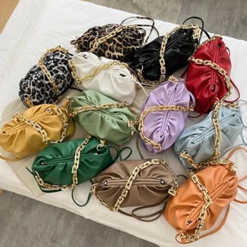 Bags for women 2021 PU leather thick chain cloud handbag fashion shoulder underarm bag chain women bag shoulder bag and 13 color