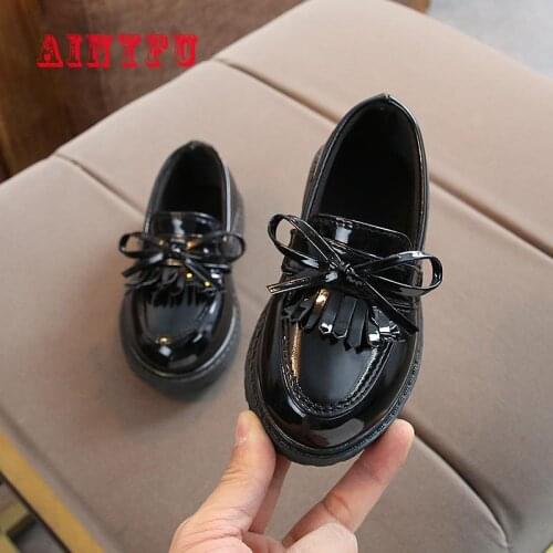 Ainyfu New Girls Patent Leather Single Shoes 2021 Spring Autumn Childrens Shoes Fashion Student Vintage Performance Girls Shoes