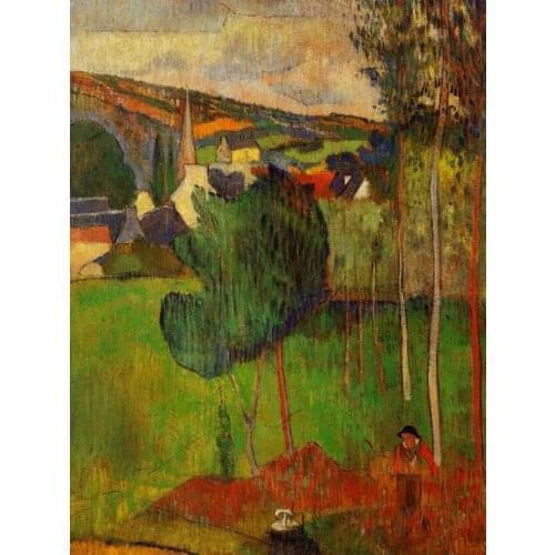 High quality Oil painting Canvas Reproductions View of Pont-Aven from Lezaven (1888) by Paul Gauguin hand painted