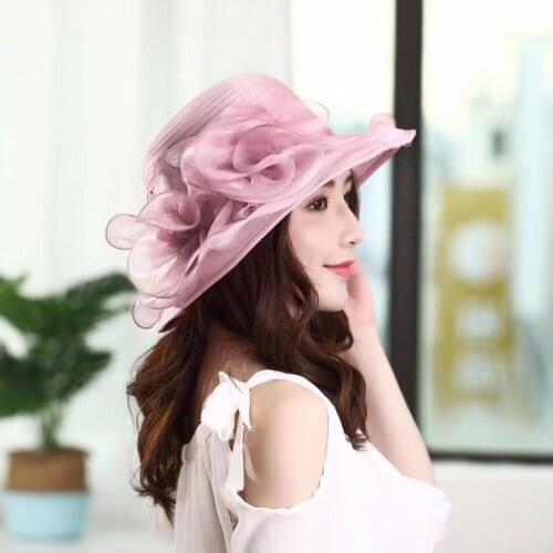 Womens Church Hat Bowknot Bridal Wide Brim Wedding Party Cap