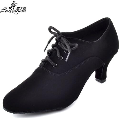 Ladingwu New Ballroom Dance Competition Shoes Black For Women Soft Bottom Teacher Dance Shoes zapatos de baile latino mujer
